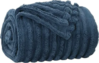 Image de vidaXL Jeté de lit bleu marine 270 x 240 cm Fleece