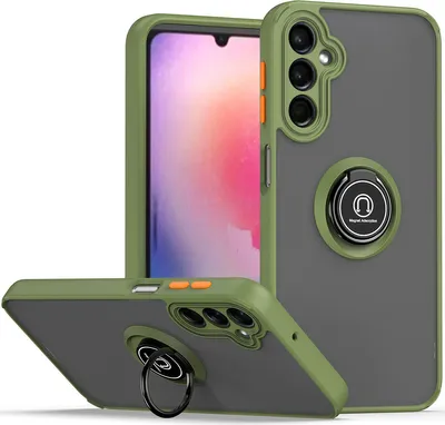 Produktbild von Galaxy A24 4G Hülle, Ring Halter Ständer Matte Transluzent TPU Rahmen Stoßfest Schutzhülle für Samsung Galaxy A24 4G Grün