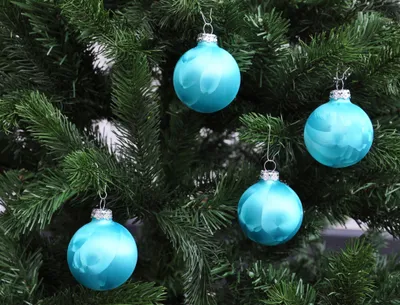Produktbild von JACK 12x Glas Eislack Christbaumkugeln 6cm Thüringer Weihnachtskugeln Kugeln, Farbe:Türkis Eislack