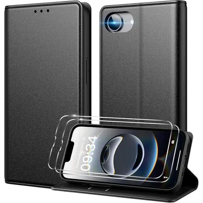 Productafbeelding van Telefoonhoesje, flipcase, voor iPhone 16e, met kaarthouder, RFID-bescherming, zwart