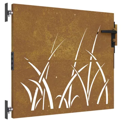 Image de vidaXL Porte de jardin 85x100 cm acier corten design herbe