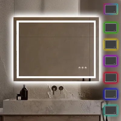 Produktbild von Lumoire® Badspiegel mit RGB beleuchtung – 80 cm Rechteckig – Mit Anti-Beschlag