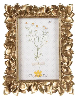 Obrázek produktu pro Clayre & Eef Rámeček na obraz 10x15 cm Zlaté polyresinové květiny