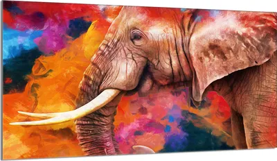 Produktbild von Herdabdeckplatte 90x52 Glaskeramikkochfeld Abdeckung Spritzschutz Glasplatte Deko Schneidebrett, Elefant Bunt