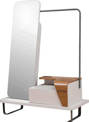 Produktbild von Beige Kleiderstange Edler Spiegel Schlafzimmer Holzmöbel Flurmöbel