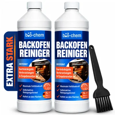 Produktbild von bio-chem Backofenreiniger EXTRA STARK 2x1000ml Gel Paste inkl. Pinsel I Selbstarbeitender Fettlöser für Backofen, Herd & Grill | Löst Eingebranntes ohne Aufheizen, Schrubben & Gerüche I DE
