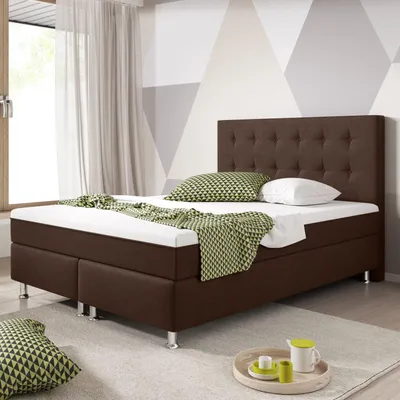 Produktbild von Komfortables Boxspringbett Köln Plus 140x200 cm in Braun