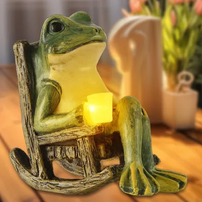 Solar-Froschfiguren aus Harz, 10x10x6 cm, mehrfarbig, für Garten und Terrasse