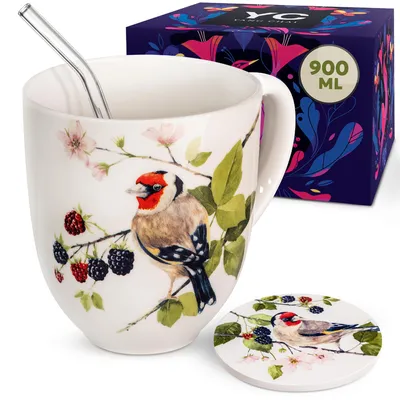 YC YANG CHAI Jumbotasse 900ml - XXL Tasse Groß aus Knochen Porzellan - Große Teetasse - Jumbo Tasse 