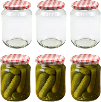 Image de Bocaux de conservation avec couvercles, pots de rangement de 720 ml, ensemble de 6, bocaux en verre avec couvercles hermétiques, étiquettes, cuisine