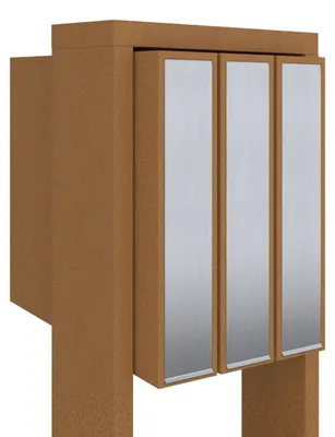 Produktbild von Briefkastenanlage Flag for Three in Rost mit Edelstahlklappe