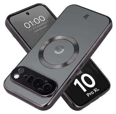 Produktbild von Handyhülle mit Magnetring für Google Pixel 10 Pro XL, Bizon Case EduardO, Transparent-Schwarz