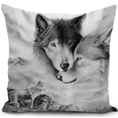 Produktbild von Kissenbezug 40x40 cm Wolfsdekor für Sofakissen, Dekokissen, Sitzkissen und Zierkissen