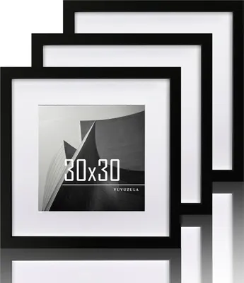 Zdjęcie produktu dla Ramka na zdjęcia Czarna 30x30cm Drewniana kwadratowa ramka na zdjęcia Zestaw 3 sztuk