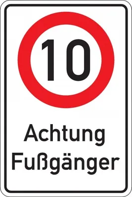 Produktbild von Schild I Kombischild 10 km/h - Achtung Fußgänger, Aluminium RA0, reflektieren...