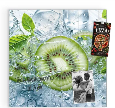 Produktbild von Magnettafel 50x50cm Pinnwand Whiteboard beschreibbar - Frische Kiwi Splashes