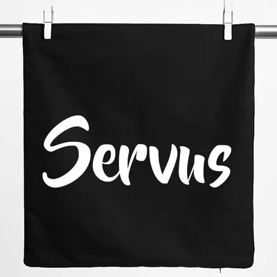 Produktbild von Huuraa Kissenbezug Servus Schriftzug 40x40cm Black Baumwolle Dekokissenbezug Geschenkidee
