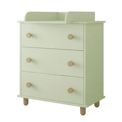 Produktbild von ZEE BAMBI Mint Set Beistellbett Baby mit Rollen + Wickelkommode 3-fach höhenverstellbar Kinder Bett mit Absenkbarer Seite Gitterbett & Kommode