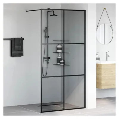 Produktbild von Walk-in Duschwand Schwarz 100 x 195 cm aus gehärtetem Glas