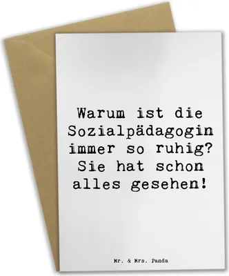 Produktbild von Mr. & Mrs. Panda babykarte Spruch Sozialpädagogin Ruhe - Weiß - Geschenk, Grußkarten, neujahrskarte, handgefertigte Geschenke, Humor, personalisierte, weihnachtskarten