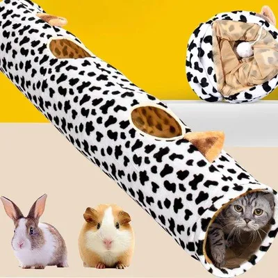 Produktbild von Katzen-Tunnel-Spielzeug – 120 cm faltbares Spielhaus – Samt-Tunnel mit Knistergeräuschen