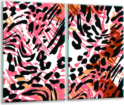 Produktbild von Herdabdeckplatten 2 teilig 30x52 Glaskeramikfeld Abdeckung Glas Tiger