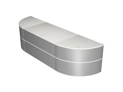 Produktbild von Kerkmann Messe-Theke Niedrig-Theke PADUA weiß-silber 297x81x74cm ohne Kabelkanal-ohne Rollcontainer