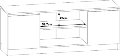Produktbild von Akord Tv-Board 2 Türen 1 Einlegeboden Weiß-Grau/Graphit 140X40X55 Cm