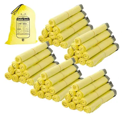 Produktbild von ARLI Set: 650x Der Gelbe Sack 90L mit Zugband HDPE Müllbeutel gelbe Müllsäcke ( 50 Rollen je 13 Stück )