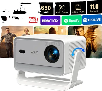 Image de Projecteur portable, 1080P natif, 650 lumens ANSI, contraste de 10000:1, connectivité WiFi et Bluetooth, design léger