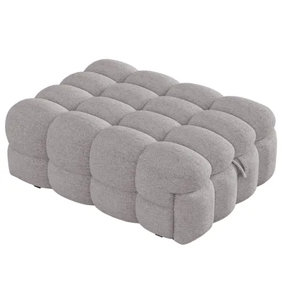 Produktbild von Merax 2-in-1 Fußhocker Schlafsofa Tagesbett aus Teddy-Stoff, Gästebett mit Schaumstoffpolsterung, Polsterbett klappbar, 183x76x42 cm, Grau