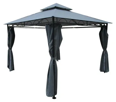 Produktbild von ALEOS. Eleganter Garten - Pavillon 3x3 Meter, Dach 100% WASSERDICHT UV30+,  9m², mit 4 Vorhängen anthrazit Modell: 7075-3x3