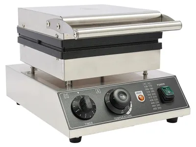 Immagine prodotto di Macchina per waffle professionale belga - Macchina per waffle a 4 piastre - 1750W - Antiaderente, in acciaio inossidabile - Temperatura regolabile da 50 a 300°C, timer da 0 a 5 Min - Spina europea - Argento