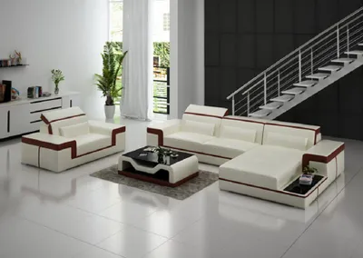 Produktbild von Wohnlandschaft Ecksofa L Form Leder Polster