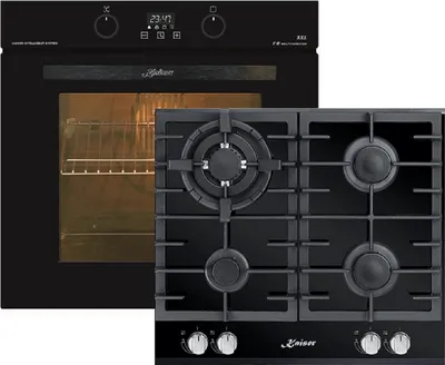 Produktbild von Kaiser Küchengeräte Gasherd-Set EH 6361 S+ KC6380, Einbau-Backofen 60cm in Schwarz /Elektro Backofen/Gas-Kochfeld 60 cm/Autark/Drehspieß/Grill/Heißluft/Selbstreinigung/Erdgas/Propangas