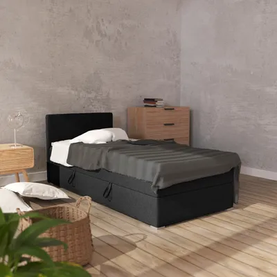 Produktbild von FEDVE Boxspringbett Einzelbett VERDIG MINI mit Bettkästen Jugendbett mit Matratze und Topper 100x200 Links