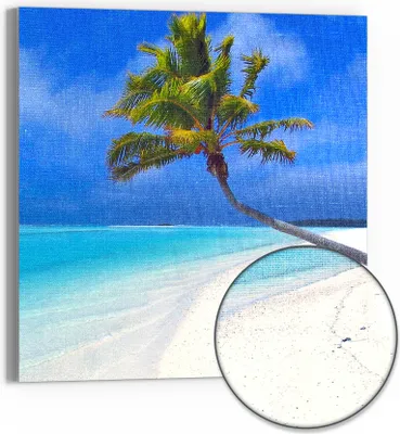 Produktbild von DEQORI Hybrid Leinwand Bild 50x50 cm 'Inselparadies' Wandbild Glas flach modern