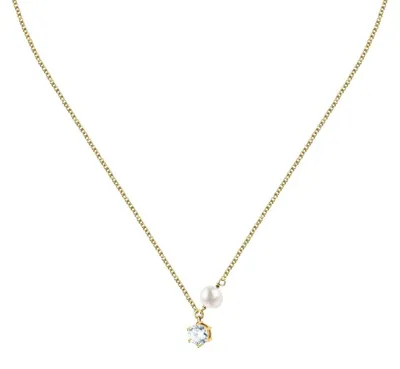 Image de Collier plaqué or avec perle naturelle et perle en zircone SXU57