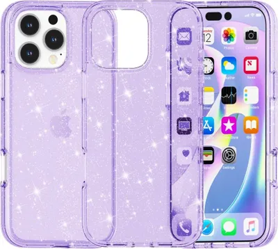 Produktbild von iPhone 16 Pro Hülle - Coverup Glitzer TPU Back Cover - Violett