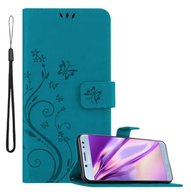 Immagine prodotto di Cadorabo cover per Samsung Galaxy J5 2017 cover protettiva in blu cover protettiva cover per telefono cellulare custodia fiori custodia fiori