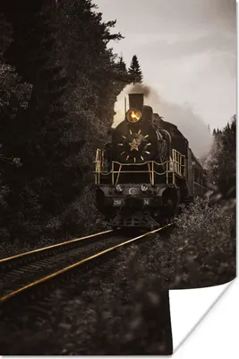 Produktbild von MuchoWow® Poster Zug - Schwarz - Gold 60x90 cm - Wanddekoration