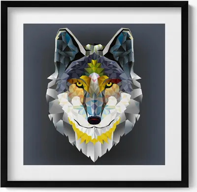 Produktbild von Wolfskopf– Wandbild mit Rahmen – Gerahmtes Bild  – Wanddekoration – 50x50 cm –  Schwarz Rahmen