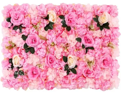 Produktbild von Künstliche Rosenblumenwand - Blumenwand-Panel - Kunstseidenblumen - Blütenköpfe - Hochzeit und Party - Für Innenräume - Mehrfarbig - 12 x 40 x 60 cm