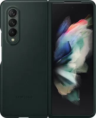 Image de Coque pour Samsung Galaxy Z Fold 3 Premium Cuir Verte Samsung