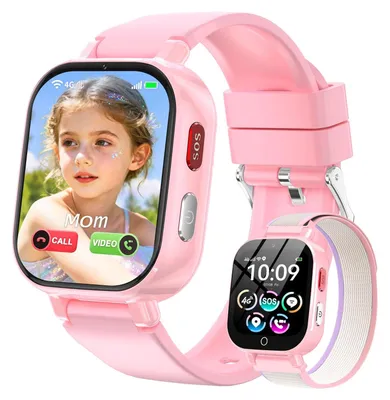 Produktbild von 4G Smartwatch Kinder mit GPS und Telefon Videoanrufe IP68 Wasserdicht SOS rosePeche