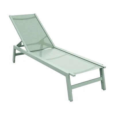 Image de Nilo - Transat de jardin plage piscine 192x55x30 cm en aluminium et textilène vert sauge