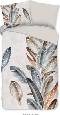 Produktbild von Good Morning Bettbezug "Blumen und Blätter" - Grau - (155x220 cm) - Baumwolle