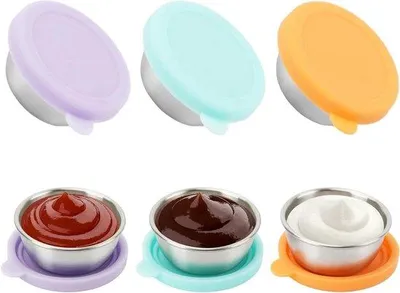 Image de Petits récipients en acier inoxydable de 50 ml avec couvercle en silicone