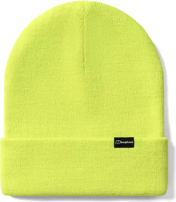 Neongelbe Berghaus Inflection Beanie aus Strick mit Umschlag und kleinem schwarzem Markenlabel