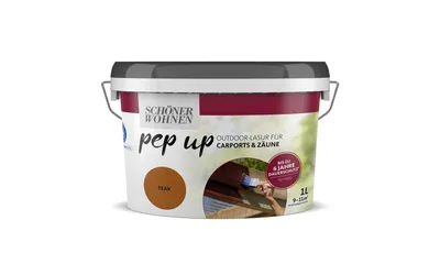 Produktbild von Schöner Wohnen Pep up Outdoor Außen Lasur Holz Carports & Zäune 1 L Teak